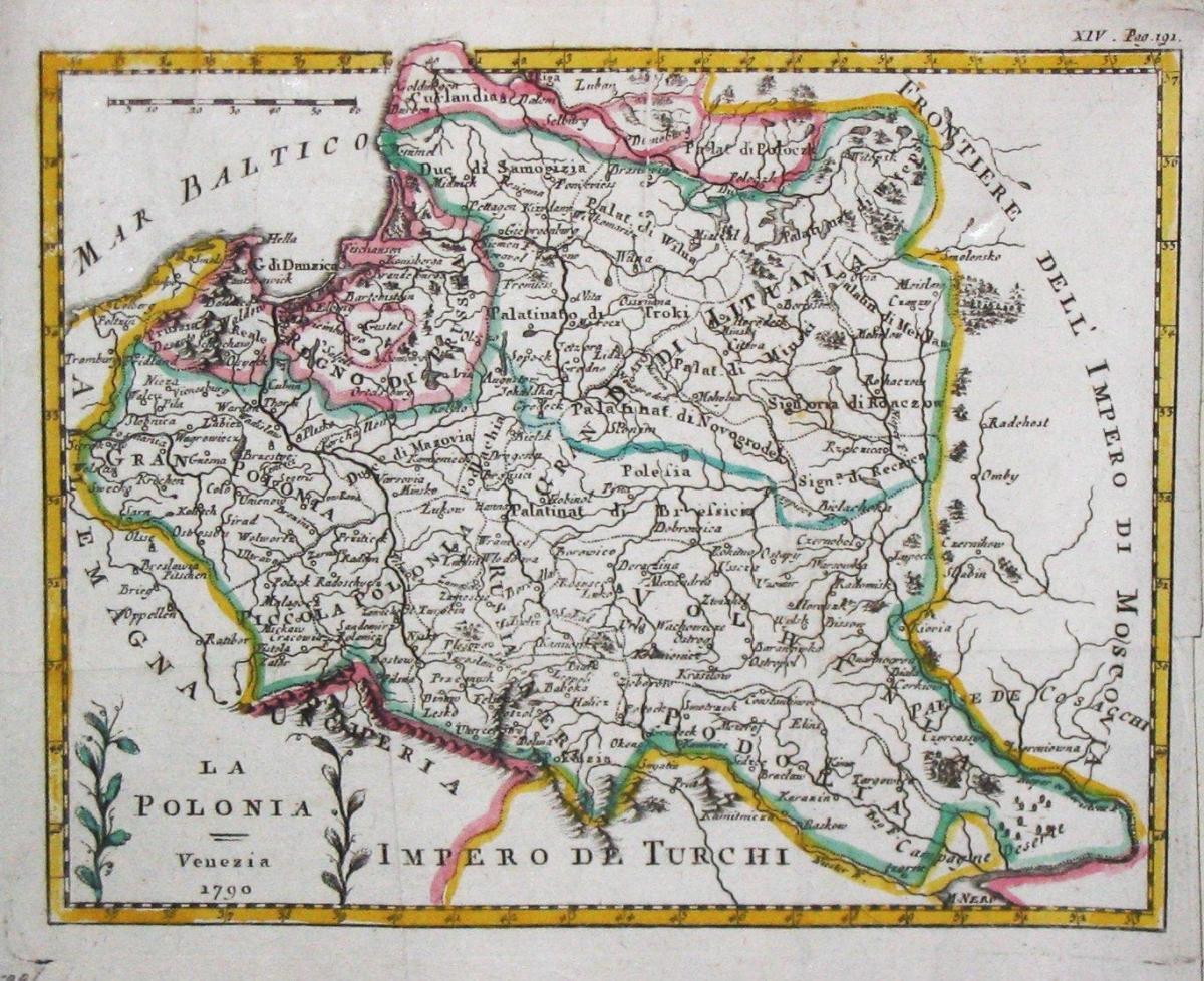 Mapa da Lituânia velho 