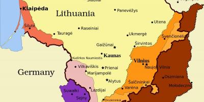 Mapa de kaunas, na Lituânia