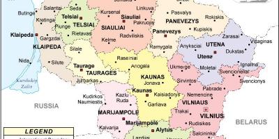 Mapa político da Lituânia