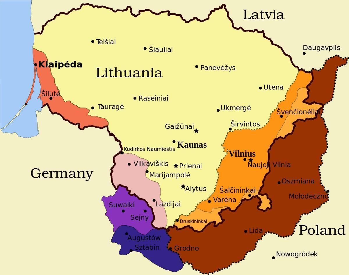 mapa de kaunas, na Lituânia