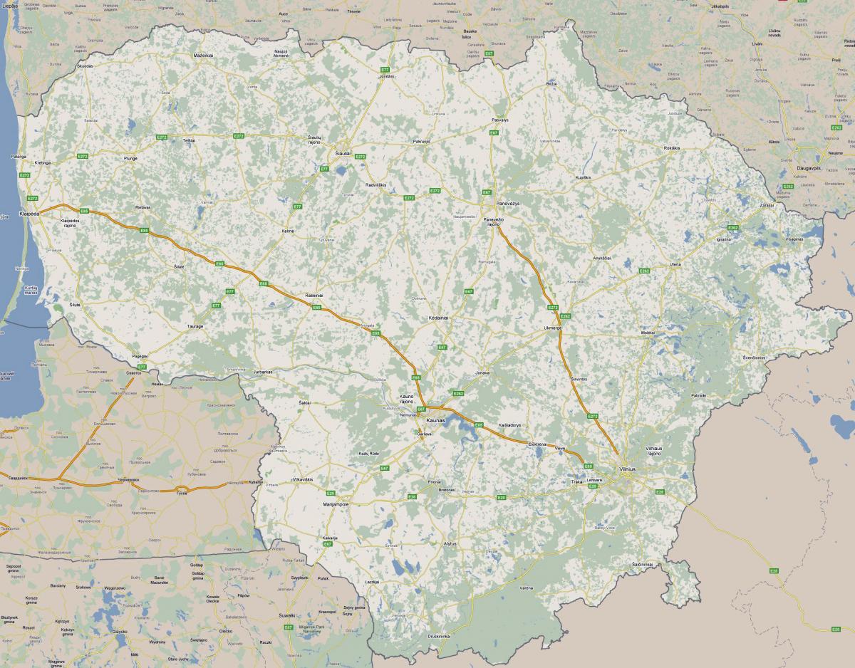 Mapa da Lituânia dos turistas 