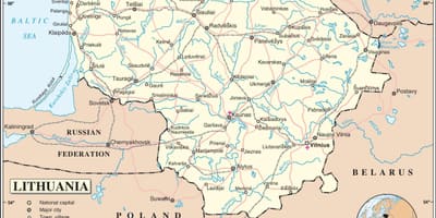 Mapa da Lituânia país