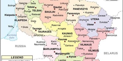 Mapa político da Lituânia