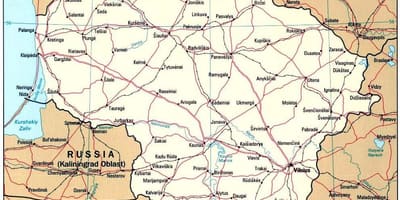 Mapa mostrando a Lituânia