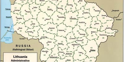 Mapa da mapa na Lituânia, com cidades